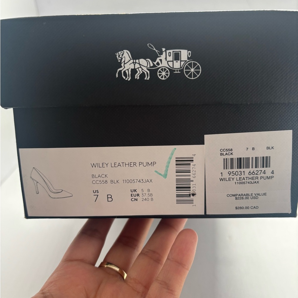 COACH Black Leather Wiley Pointed Toe Stiletto Pump - Picture 8 of 8